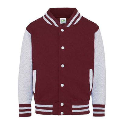 KIDS VARSITY JACKET - Burgundy/Heather Grey - Main