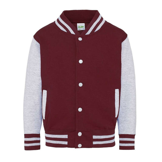 KIDS VARSITY JACKET - Burgundy/Heather Grey - Main