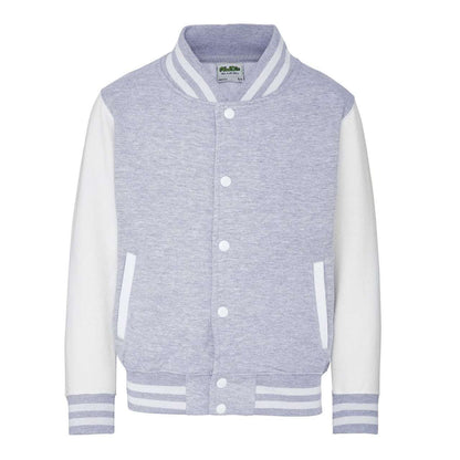 KIDS VARSITY JACKET - Heather Grey/White - Main