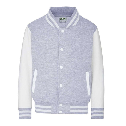 KIDS VARSITY JACKET - Heather Grey/White - Main