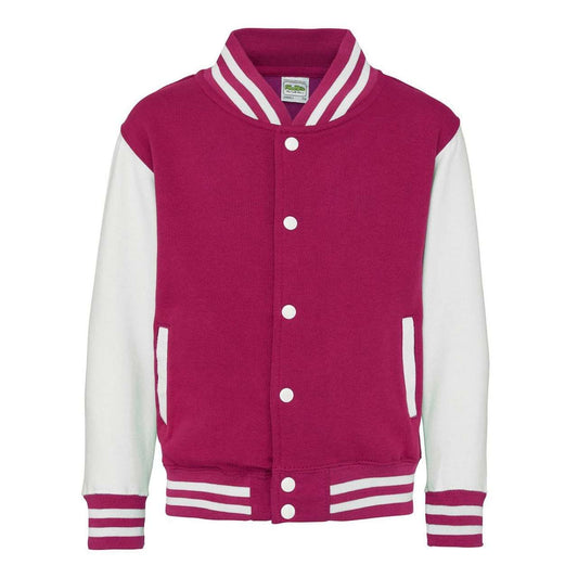 KIDS VARSITY JACKET - Hot Pink/White - Main