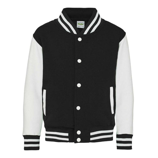 KIDS VARSITY JACKET - Jet Black/White - Main