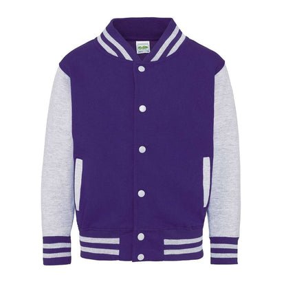 KIDS VARSITY JACKET - Purple/Heather Grey - Main