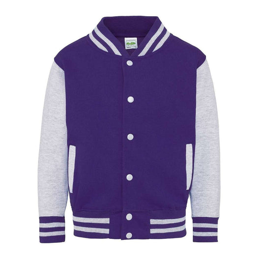 KIDS VARSITY JACKET - Purple/Heather Grey - Main