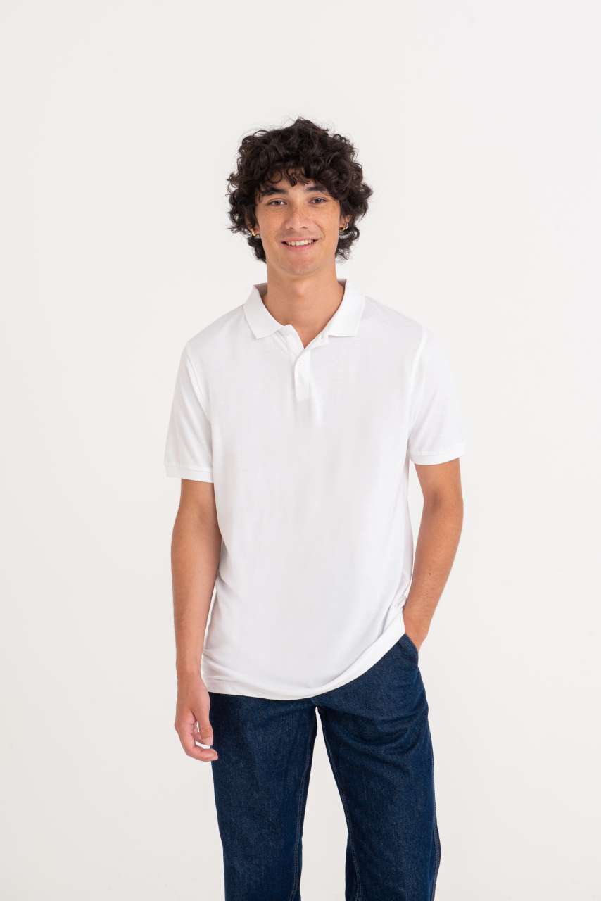 ETOSHA ORGANIC POLO SHIRT - Arctic White - Model
