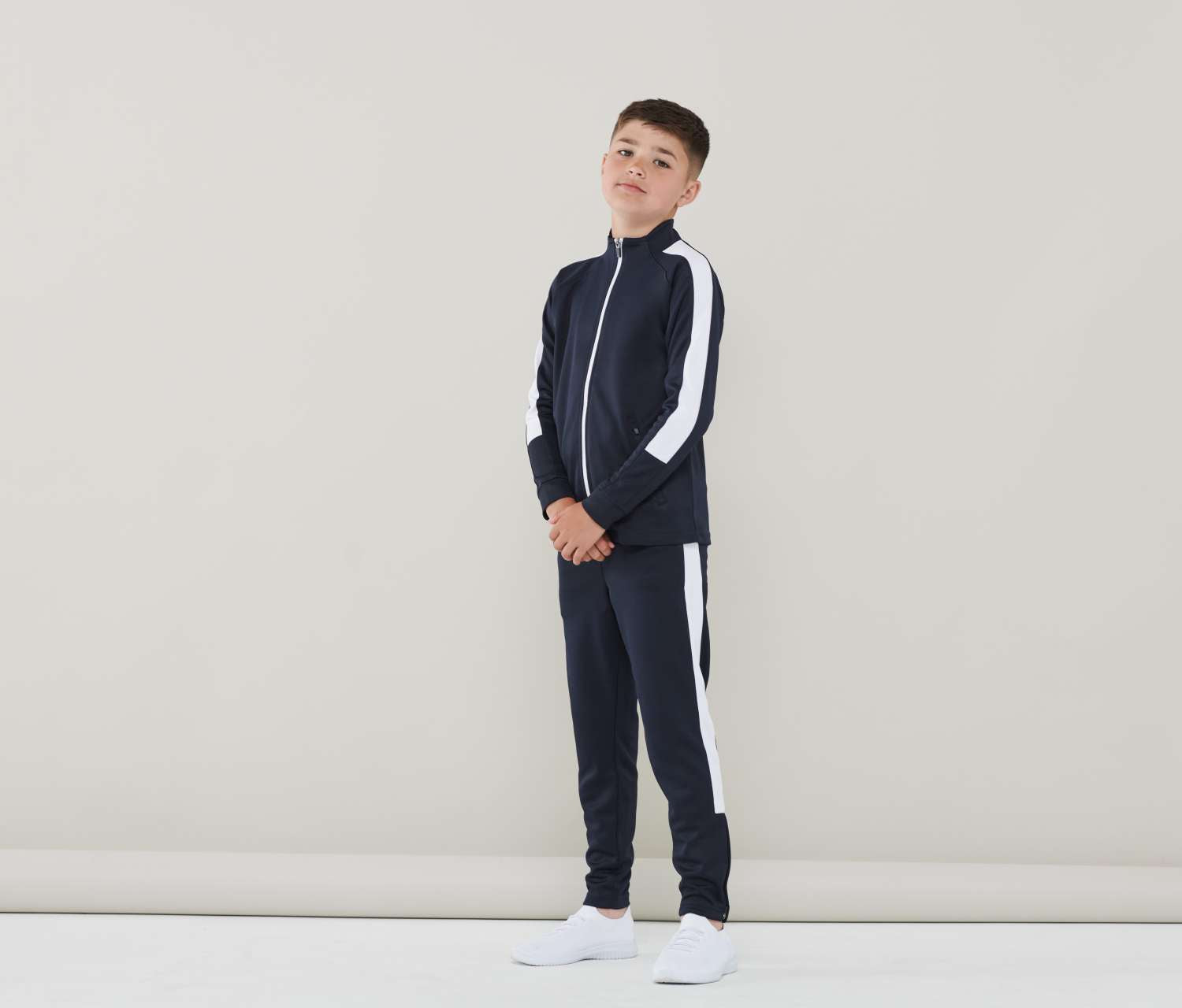 KID'S KNITTED TRACKSUIT PANTS - Black/White - Additional
