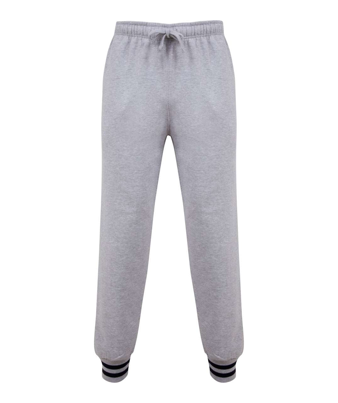 JOGGERS WITH STRIPED CUFFS - Heather Grey/Navy - Additional
