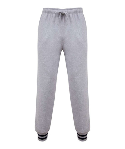 JOGGERS WITH STRIPED CUFFS - Heather Grey/Navy - Additional