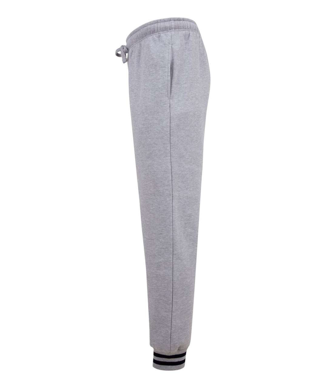 JOGGERS WITH STRIPED CUFFS - Heather Grey/Navy - Additional