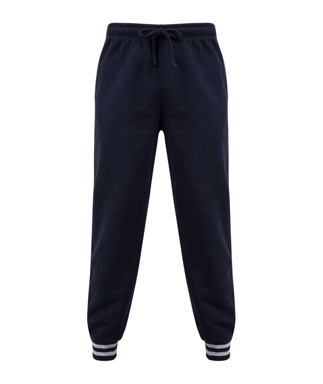 JOGGERS WITH STRIPED CUFFS - Navy/Heather Grey - Main