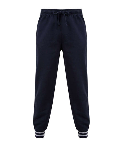 JOGGERS WITH STRIPED CUFFS - Navy/Heather Grey - Main