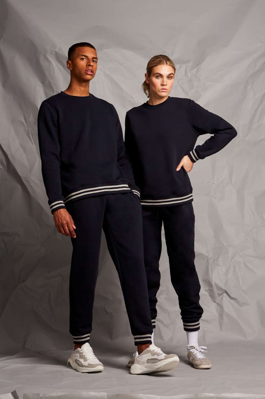 SWEAT WITH STRIPE CUFFS - Black/Heather Grey - Additional