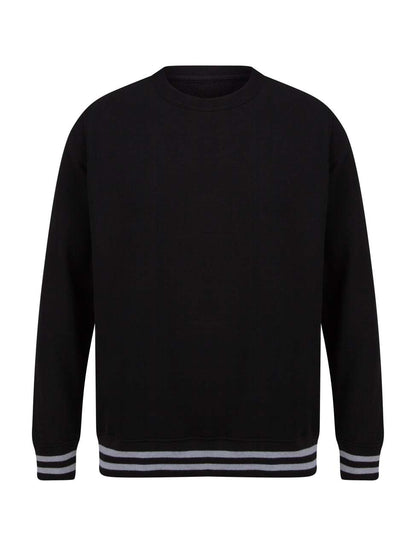 SWEAT WITH STRIPE CUFFS - Black/Heather Grey - Additional