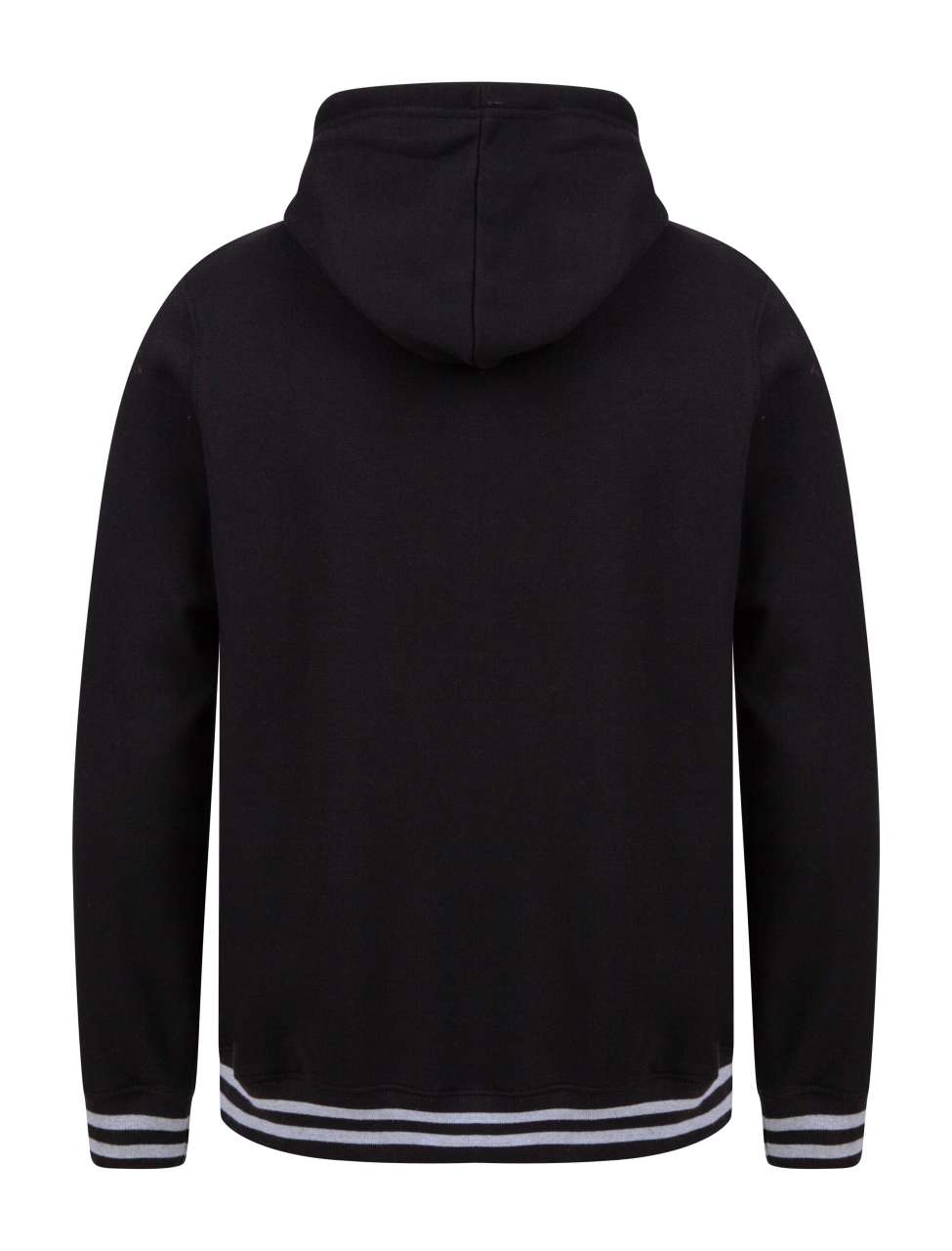 HOODIE WITH STRIPED CUFFS - Black/Heather Grey - Additional