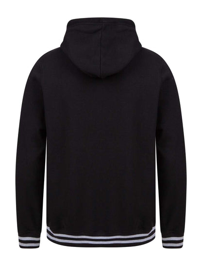 HOODIE WITH STRIPED CUFFS - Black/Heather Grey - Additional