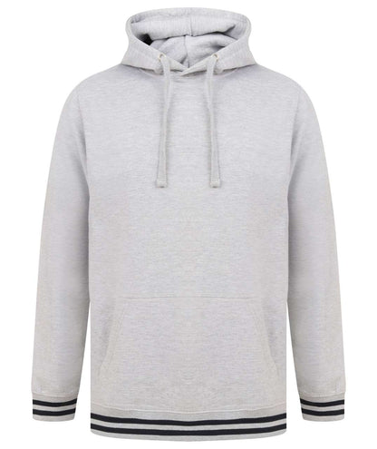 HOODIE WITH STRIPED CUFFS - Heather Grey/Navy - Main