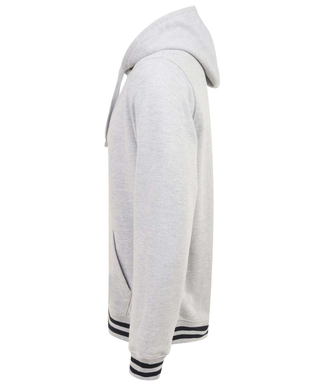 HOODIE WITH STRIPED CUFFS - Heather Grey/Navy - Additional