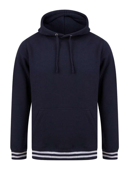 HOODIE WITH STRIPED CUFFS - Navy/Heather Grey - Main