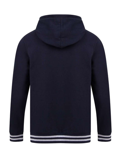 HOODIE WITH STRIPED CUFFS - Navy/Heather Grey - Additional