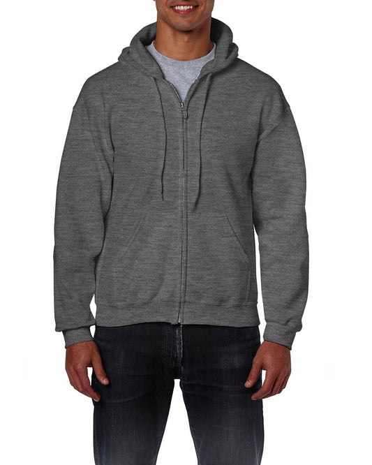 HEAVY BLEND™ ADULT FULL ZIP HOODED SWEATSHIRT - Dark Heather - Main