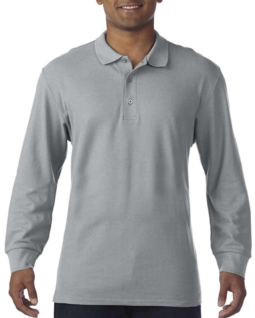 PREMIUM COTTON ®  ADULT LONG SLEEVE DOUBLE PIQUÉ POLO - RS Sport Grey - Model