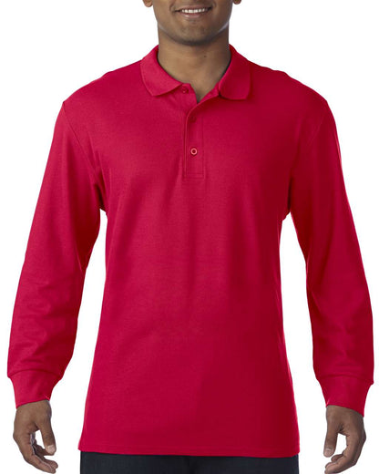 PREMIUM COTTON ®  ADULT LONG SLEEVE DOUBLE PIQUÉ POLO - Red - colorimageurl