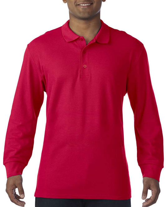 PREMIUM COTTON ®  ADULT LONG SLEEVE DOUBLE PIQUÉ POLO - Red - colorimageurl