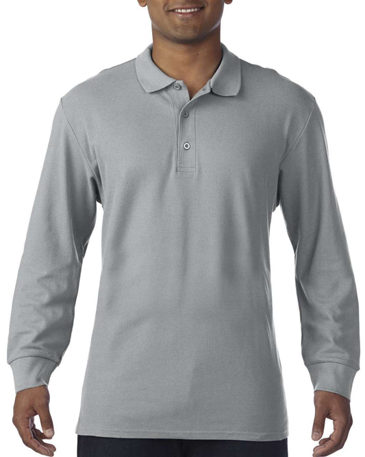 PREMIUM COTTON ®  ADULT LONG SLEEVE DOUBLE PIQUÉ POLO - RS Sport Grey - Main
