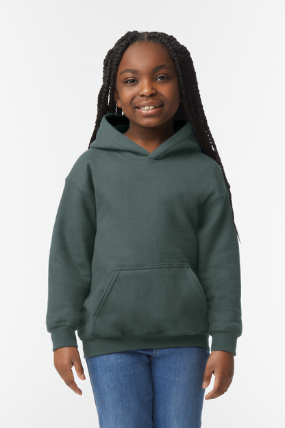 HEAVY BLEND™ YOUTH HOODED SWEATSHIRT - Black - Model