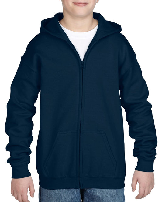HEAVY BLEND™ YOUTH FULL ZIP HOODED SWEATSHIRT - Navy - Main
