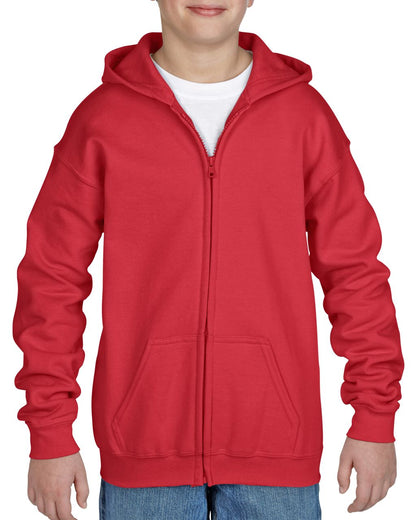 HEAVY BLEND™ YOUTH FULL ZIP HOODED SWEATSHIRT - Red - Main