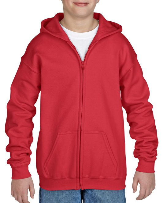 HEAVY BLEND™ YOUTH FULL ZIP HOODED SWEATSHIRT - Red - Main