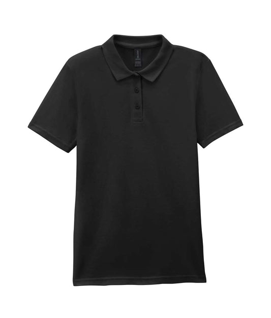 SOFTSTYLE ®  LADIES' DOUBLE PIQUÉ POLO WITH 3 COLOUR-MATCHED BUTTONS - Black - colorimageurl