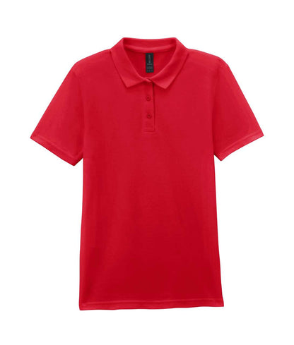 SOFTSTYLE ®  LADIES' DOUBLE PIQUÉ POLO WITH 3 COLOUR-MATCHED BUTTONS - Red - colorimageurl