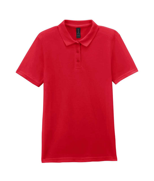 SOFTSTYLE ®  LADIES' DOUBLE PIQUÉ POLO WITH 3 COLOUR-MATCHED BUTTONS - Red - colorimageurl