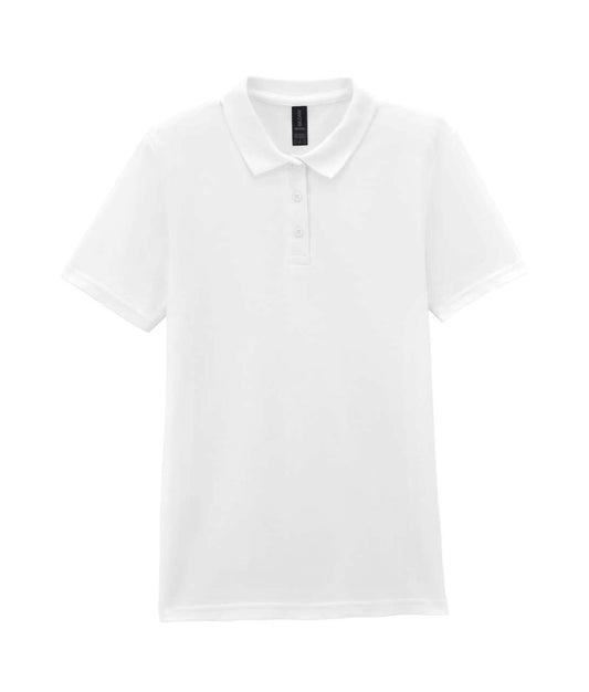 SOFTSTYLE ®  LADIES' DOUBLE PIQUÉ POLO WITH 3 COLOUR-MATCHED BUTTONS - White - colorimageurl