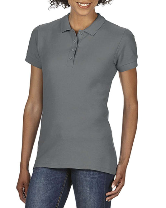 SOFTSTYLE ®  LADIES' DOUBLE PIQUÉ POLO - Charcoal - Main