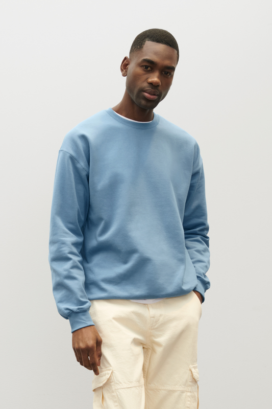 SOFTSTYLE® MIDWEIGHT FLEECE ADULT CREWNECK - Sky - modelimageurl