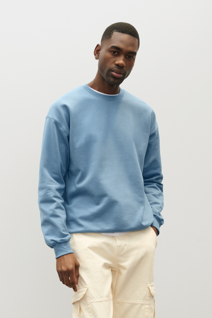 SOFTSTYLE® MIDWEIGHT FLEECE ADULT CREWNECK - Sand - modelimageurl