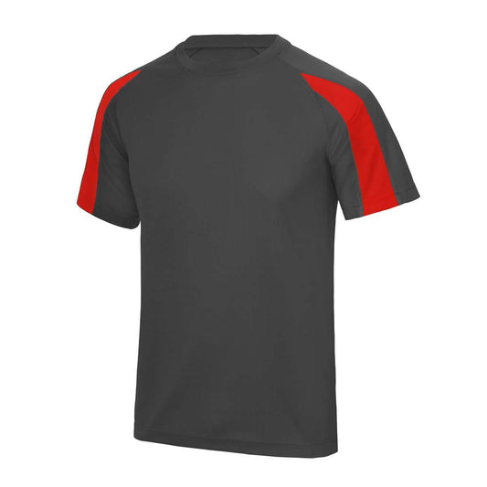 CONTRAST COOL T - Charcoal/Fire Red - colorimageurl