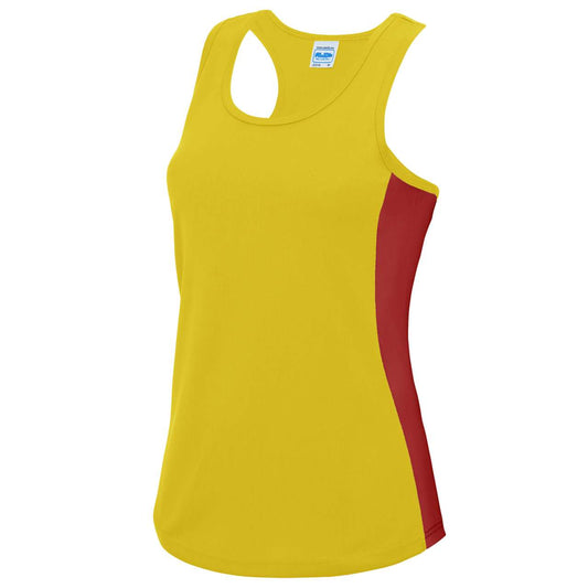 WOMEN'S COOL CONTRAST VEST - Sun Yellow/Fire Red - Main