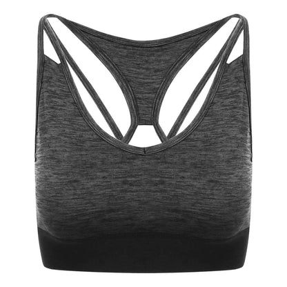 GIRLIE CROSS BACK CROP TOP - Black Slate Melange - colorimageurl