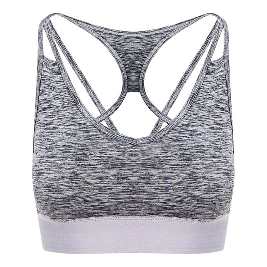 GIRLIE CROSS BACK CROP TOP - Grey Melange - colorimageurl