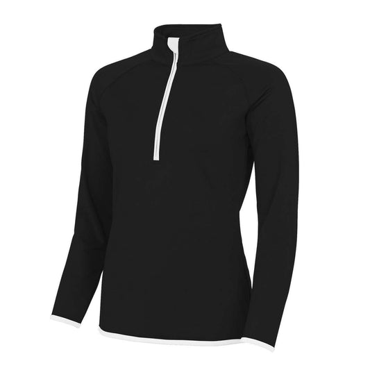 WOMEN'S COOL 1/2 ZIP SWEAT - Jet Black/Fire Red - colorimageurl