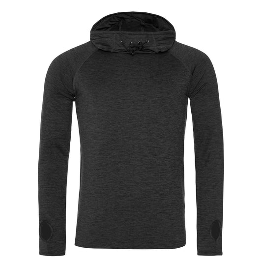 MENS COOL COWL NECK TOP - Black Slate Melange - colorimageurl