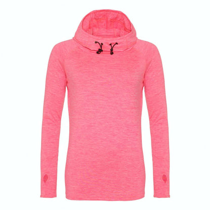 WOMEN'S COOL COWL NECK TOP - Electric Pink Melange - colorimageurl