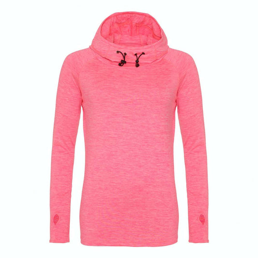 WOMEN'S COOL COWL NECK TOP - Electric Pink Melange - colorimageurl