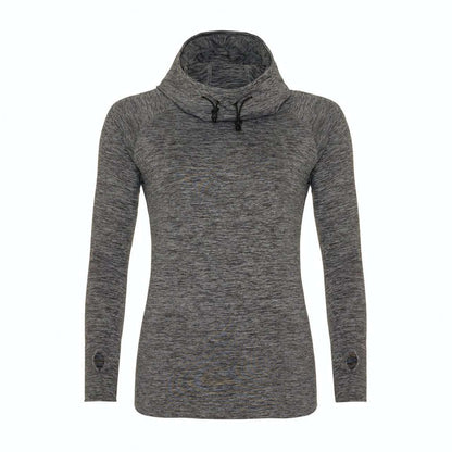 WOMEN'S COOL COWL NECK TOP - Grey Melange - colorimageurl