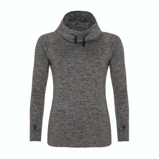 WOMEN'S COOL COWL NECK TOP - Grey Melange - colorimageurl