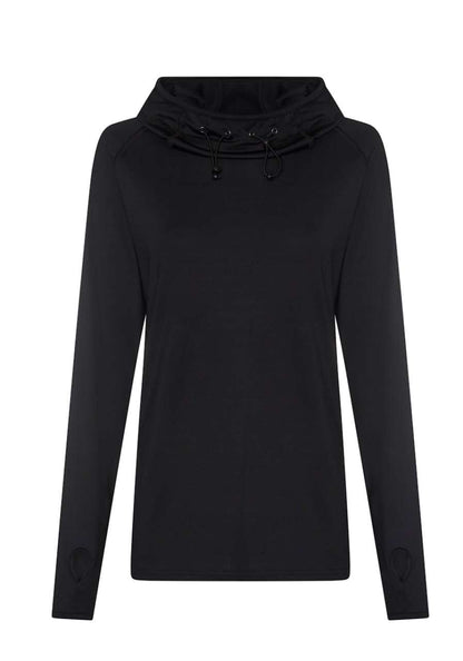 WOMEN'S COOL COWL NECK TOP - Jet Black - colorimageurl